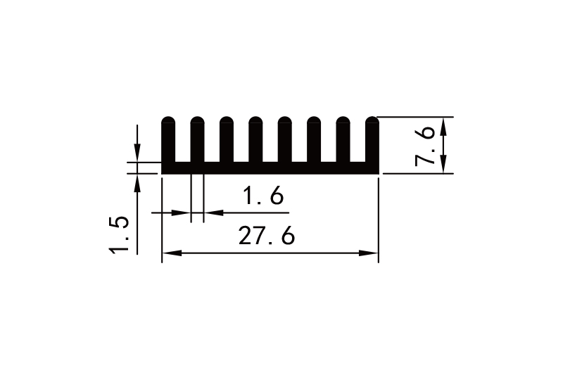 KS-2028 插片散熱器參數圖電子散熱器規格型號尺寸