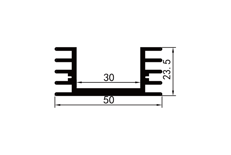 KS-5004 5cm型材散熱器參數圖電子散熱器規格型號尺寸